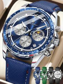 1pc Business Men's Stainless Steel Waterproof Luminous Quartz Watch With Date Display, Casual Men's Chronograph Wrist Watches For Men, Luxury Man Wristwatch Suitable For Work Occasion, Men's Gifts