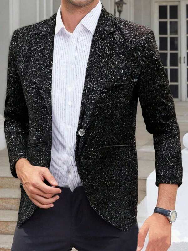 Men's Slim Fit Linen Wrinkle-Free Single Button Suit Jacket