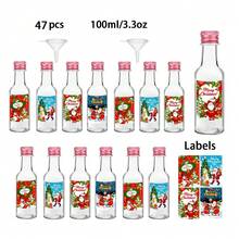 47 Stück/5 Stück leere Weinflaschen zu Weihnachten. Getränkespender Flaschen. Plastik, wiederverwendbare Flaschen mit Etiketten und Kappen. Sie können als Chili-Sauce oder Getränkeflaschen verwendet werden. Kompakt und tragbar, geeignet für Outdoor-Abendessen, Weihnachtsfeiern und andere Feiertage.