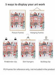 1 Stück rahmenloses gemütliches Winter Straßen-Ölgemälde, Schneestadt Wandkunst Poster, Vintage Landschaftsdruck für moderne Raumdekoration, FunkyPosters, Schlafzimmerdekoration, Wanddrucke für Zimmer, Studentenwohnheim Grundausstattung, herzerwärmende Geschenkidee für Wohnzimmer, Apartment Weihnachtsdekoration