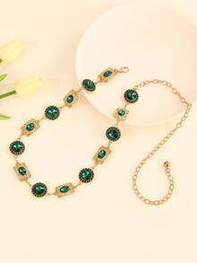 Hollow Out Gold Tone Bohemian Style Adjustable Waist Chain, Fashion Metal Waist Belt For Women, Tropical Print Boho Zinc Alloy Metal Waist Belt, Suitable For Spring, Summer, Autumn And Winter