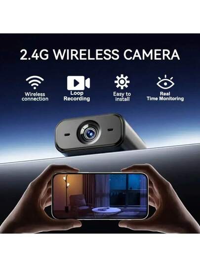 1pc Mini WiFi Security Camera Portable, Self Adhesive, 1080P HD Video, Wireless Home/Office System Wide Angle, USB Powered view 3