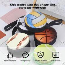 Monedero para Nios, 10 Piezas Zero Wallet Cartoon Esfrica Monedero, Diseo con Cremallera, Adecuado para Nios, Adolescentes Aficionados al Deporte, Viene con un Llavero - inicial - Ver 4