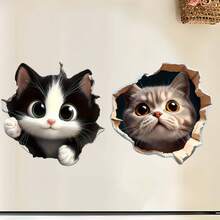 1pc Acrylic Peeking Cat Fridge Magnet - Cute Cabinet Decor, Magnetic For Doors, Fridge, Dishwasher, Soft Base & Clear Acrylic - Ideal Gift For Cat Lovers, Kitchen & Fridge Decor (Compatible With Fridge Magnets, No Adhesive Needed) - Charming Fridge Magnet, Black & White Cat With Golden Eyes And Paw Print Tag, Vintage Farmhouse Fridge Magnet, Fridge Magnet Animal, Fridge Floral Magnet