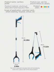 1pc (Random Color) Foldable Aluminum Alloy Trash Clamp Sanitary Clamp Cleaning Tool Pick Up Reacher Garbage Picker With Foldable Clamp, Tools For Men