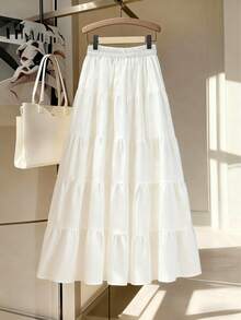 Luźna, elegancka spódnica w stylu vintage z wysokim stanem i dekoltem w kształcie litery A, dół damski