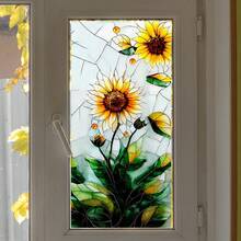 Adhesivos para ventanas, elegantes girasoles, vinilo adhesivo para ventanas de PVC, decoración para el hogar y el baño. - Multicolor - Ver 3