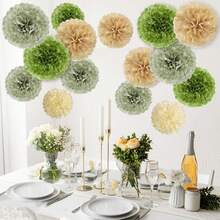 12 Stücke braune Seidenpapier Pompons, karamellfarbene Partydekoration in Elfenbein, Beige, Creme, Erdtönen, Boho, Champagner Seidenpapier Pompons, Wanddekoration perfekt für Geburtstag, Babyparty, Hochzeit, Jahrestag, Party, Festival, Feier, Abschlussfeier