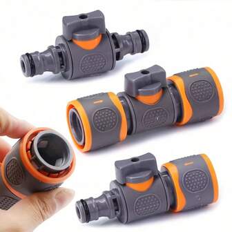 Heavy Duty Quick Connect Coupling With Shut-Off Valve - Leak-Proof Hose Fitting, One-Touch Connection, Suitable For Garden, Lawn, Plumbing, Agriculture - Compatible With US & EU Standards (Black/Orange) - Durable Plumbing Accessory, Textured Grip Design, High-Quality Connector, Irrigation Expert