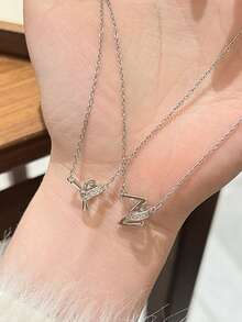 1 Peça Colar Pingente com Letra Inglesa Geométrica Criativa Incrustada com Zircônia Cúbica de Cobre, Joia Personalizada com Tema de Letra na Moda para Combinação Requintada