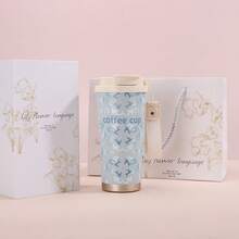 500ml Stainless Steel Coffee Cup, Dual Drinking Modes With Straight Drinking Mouth And Straw, 24-Hour Cooling, 12-Hour Heating, Stainless Steel Glass Cup, Car Cup, Floral Insulated Coffee Pot, Stainless Steel Material, Good Sealing Performance, Double-Wall, Suitable For Cold And Hot Beverages, Portable Design, Great For Office, Home, Travel, Camping, Christmas Gift, And Gift-Giving Occasions