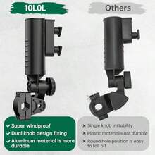 10L0L Heavy Duty Golf Push Cart Umbrella Holder Upgraded Aluminum Base 180 Degrees Adjustable Angle Golf Push Cart HolderUniversal For Stroller/Wheelchair/Bike - CarbonLeatherBlack - View 5