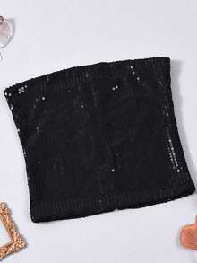 Women's Sexy Glitter Bustier Top - Black - View 9