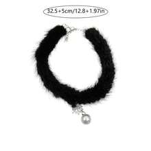 1pc Elegant Fluffy White Choker Necklace With Bowknot & Bell Pendant, Chic Collar Necklace For Women, Autumn/Winter - Bow and Bell - View 5