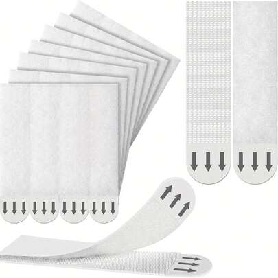 12条强力可移除粘性挂条，无需钉子，安装简便，透明粘条，适用于教室、宿舍和公寓墙面装饰。