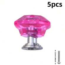 5 piezas Tiradores de cajón acrílicos transparentes medianos - Manijas de gabinete y armario redondas, incluye tornillos de montaje