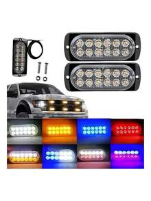 1par Lateral Faro Led Barra Estrobo Escolta Patrulla Auto - rojo y amarillo - Ver 7