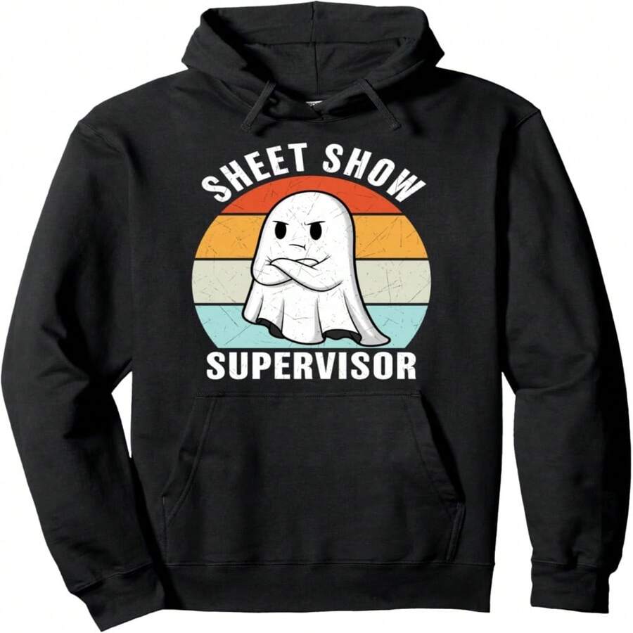 Sheet Show Ervisor Cute Funny Halloween R Pullover Hoodie - Black 16 - View 1