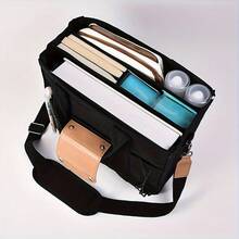 Canvas Tote Bag For Women With Multi-Pockets, Spacious & Durable School Messenger Bag – High-Capacity Shoulder Tote For Books, Laptop & Daily Essentials - 黑色 - 查看 2