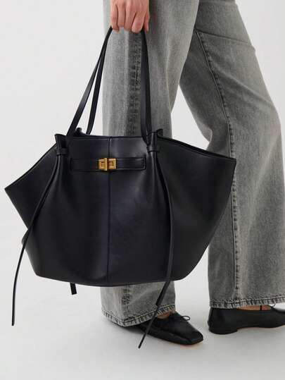 Bolso de mano de gran capacidad con diseño de trapecio, bolso de hombro de lujo para mujer con cierre, bolso de PU de diseñador, bolso de verano de gran capacidad para ir al trabajo