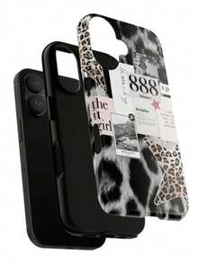 Leopard Print Star Aesthetic Photo Collage Atmosphere Number 888777 Pattern Two-In-One Mobile Phone Protective Case, Suitable For Compatible With Phone17,17air,16, 15, 14, 13, 12, 11, PRO MAX, X,XS,PLUS, As Well As, Galaxy S21/22/23/24/25 Ultra/FE+, NOTE20 Ultra,A71/56/55/54/53/52/36/34/26/25/23/16/15/14/13/06, Is A Thoughtful Birthday Gift For Girlfriend, Boyfriend And Friends - 彩色 - 查看 6
