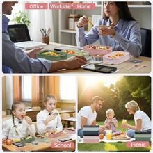 Bento Box y kit de lonchera para mujeres y hombres, bolsas de almuerzo reutilizables aisladas para adultos, bolsa trmica de 2 capas de 1200 ml de gran capacidad para el trabajo, la escuela, viajes - Rosa - Ver 8