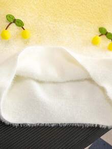 Girls' Cute Ombre Cherry Knit Sweater, Faux Fur Lined, Suitable For Daily, Vacation, Spring, Autumn, Winter - Yellow - View 6
