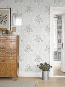 Ismoon Peel And Stick Wallpaper Vintage Floral Contact Paper Boho Watercolor Pink Damask Wallpaper Textured Removable Self Adhesive Vinyl Wall Paper For Bedroom, 17.3 In X 6.5 Ft - 深灰色 - 查看 9