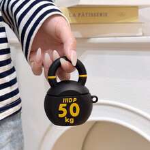 1pc Dumbbell Bluetooth Earphone Case (Random Style Hanging Hook Included), Cute Cartoon Silicone Shockproof Protective Cover For AirPods Pro 3, Compatible With AirPods 1/2/3/4/Pro/Pro2 - Black - View 6