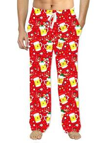 Mens Pajama Pants Christmas Halloween Sleepwear Lounge Pjs Pants With Pocketshalloween - Bear Elk - View 1