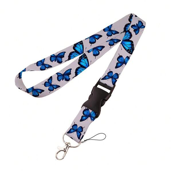 Butterfly Series Phone Lanyard, Bus/Meal Card Polyester Strap, Anti-Lost Work ID, Couples/Holiday Gift