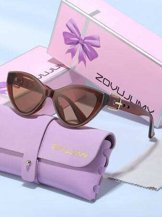 ZOVUJUMY Gafas de moda con montura de ojo de gato retro y degradado, con hebilla de metal que atrae la mirada, que favorece la forma del rostro y es elegante, esencial para fotos, compras, fiestas en la piscina, fogatas, festivales y regalos