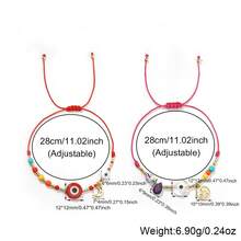 1PC/Fashion Simplicity/Gold Bead Bracelet/Rice Bead Crystal Red Micro Inlaid Copper Moon Red Glass Flat Bead Crystal Red/Mother And Daughter Round Copper Pendant Bracelet/Lucky Red Hand Rope/Mother's Day Gift, Friendship Jewelry, Anniversary Birthday Gift