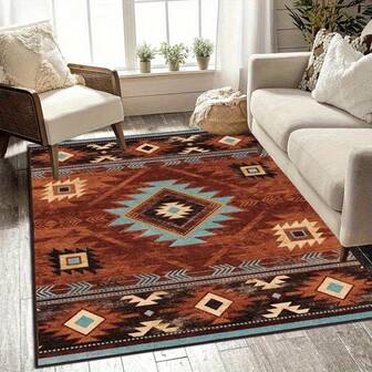 1pc Southwest Pattern Area Rug, Suitable For Living Room, Bedroom, Balcony, Machine Washable, Indoor/Outdoor Carpet Christmas Decor Kitchen Rug