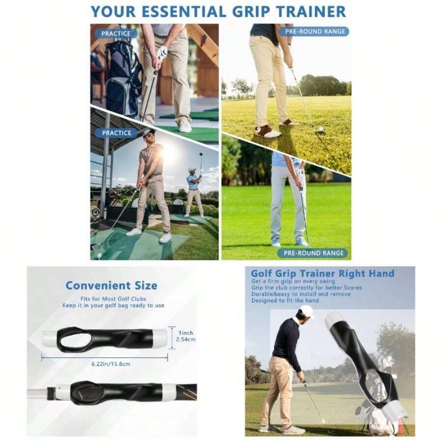 Grip Trainer, Club Grip Trainer Right Hand, Grip Swing Training Aid Golfer Proper Hand Position, Attaches To Most Handles - Xám - Xem 1