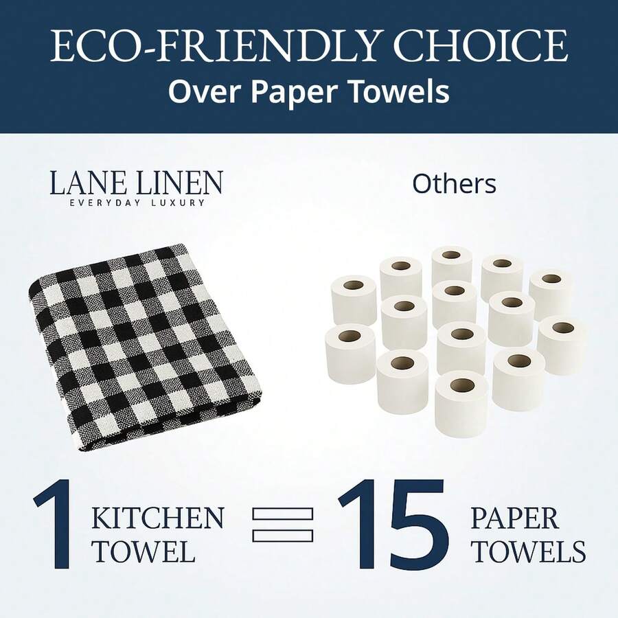 Juego de toallas de cocina y paños de cocina LANE LINEN - Paquete de 6 paños de cocina de algodón, 18"x 28", toallas suaves para la cocina, paños de té, toallas de cocina premium, toallas de limpieza de secado rápido - Negro - 06: Rojo - Ver 1