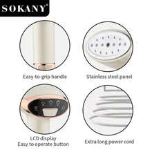SOKANY 12003 Fer à repasser à main multifonctionnel, 1500W haute puissance chauffage rapide, grande capacité de 260ml, repassage à 360° dans toutes les directions, avec écran LED et panneau en acier inoxydable, facile à manipuler les cols et les boutons - Appareil électroménager essentiel pour les professionnels et les familles