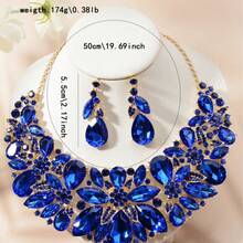 3PC Fashion Bride Fashion Heavy Craft Luxury Banquet Party Daily Elegant Women's Exquisite Jewelry Set - 10-2280 Màu tím - Xem 4