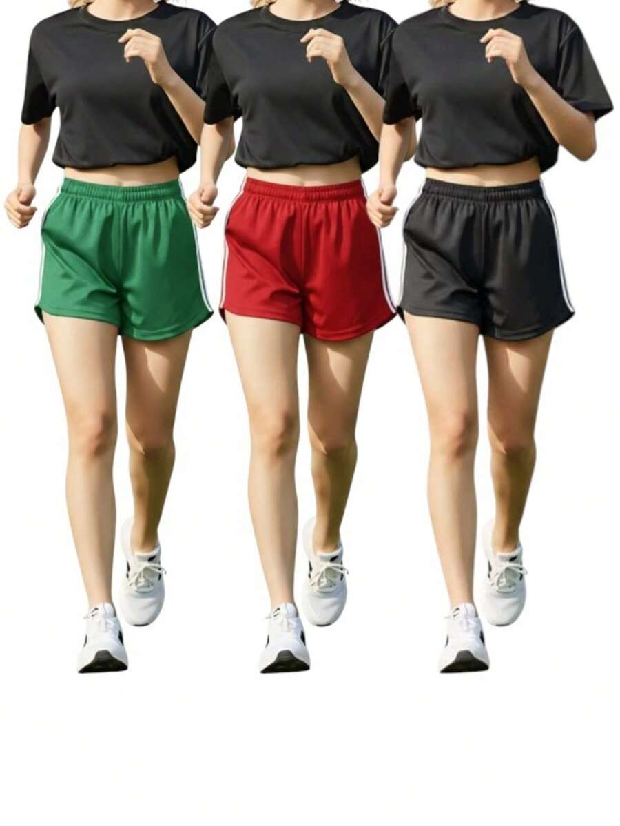 Kit With 3 Dry Fit Training/Running Shorts - 紅/綠/黑 - 查看 1