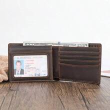 - Portafolios de piel de vacuno con bloqueo RFID para hombres, caf oscuro con ranura AirTag, Pequeo, Retro - café oscuro con ranura AirTag - Ver 2