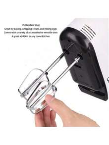 Batidora eléctrica de mano color blanco para batir huevos montar nata amasar masa batir eficazmente con dos varillas siete velocidades regulables fácil de limpiar gran potencia - Blanco - Ver 5