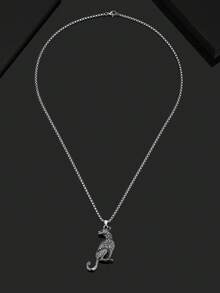 1pc Vintage Chic Leopard Pendant Necklace, Necklace For Men Suitable For Casual Street Wear