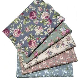 5pcs Retro Floral Pure Cotton Printed Quilted Fabric Set - Pre Cut Decorative Square Patchwork, Suitable For Sewing And Splicing Patches, DIY Handicraft Making, Various Bow, Pillow, Bed Sheet, And Quilt Materials