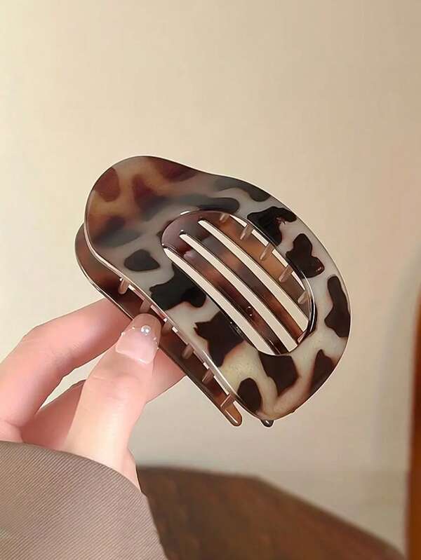 1pc Women's Flat Arched Abalone Hair Clip, Strong Grip, Soft & Bendable Design, Flat Round Stable Fixation, Fashionable Versatile & Elegant Minimalist Style Hair Accessory, Suitable For Daily Wear, Casual, Party, Commute, Vacation