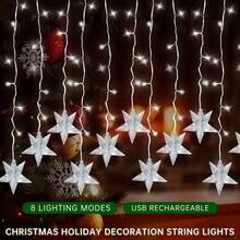 1pc 96 LED Star Icicle Curtain String Lights USB Powered 8 Modes Christmas Decorative Icicle Lights With Remote For Home Patio Bedroom Party Xmas Tree Bedroom Window Wedding Birthday Christmas Decoration ﻿ - Multicolor - View 3