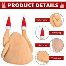 1 pieza 2 piezas Sombrero de pata de pollo de Acción de Gracias, Sombrero de pavo, Sombrero de pata de pollo divertido, Sombrero de pavo de dibujos animados de Acción de Gracias, de fibra de poliésterunicolorlido (poliéster)