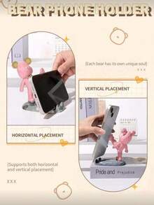1个可爱卡通熊造型手机/平板电脑支架，兼容智能手机和平板电脑，适用于办公桌、床头柜、客厅、书房、卧室，也是开学季的理想礼物。 - 彩色 - 查看 10
