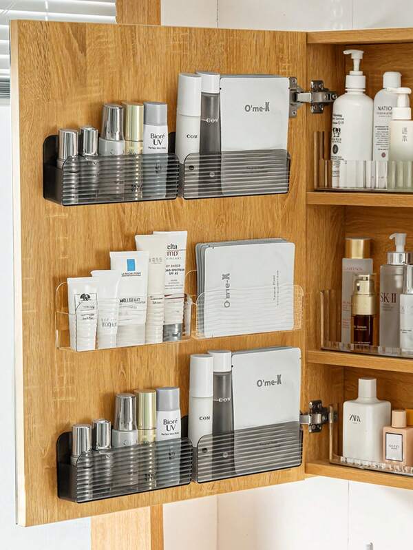 1 pieza Control remoto, Caja de almacenamiento de mascarilla facial, Caja de almacenamiento montada en la pared para control remoto de TV/Aire acondicionado, Mascarilla facial, Cosméticos. Caja de almacenamiento transparente montada en la pared para teléfono móvil/cosméticos.