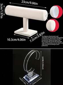 1 pieza Elegante soporte de pulsera de terciopelo negro en forma de T - Soporte de joyería para mesa, regalo del Día de la Madre, adecuado para vitrinas de minorista, sin necesidad de electricidad, base de plástico resistente, excelente para collares, pulseras y relojes, soporte de terciopelo para relojes, superficie de terciopelo suave para mujeres, organizador de escritorio multifuncional, sin electricidad - Adecuado para otros tipos de instalación de torre de joyería elíptica - Multicolor - Ver 7