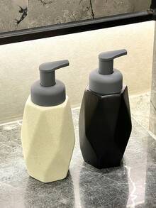Dispensador de jabón cerámico geométrico, negro o blanco mate, diseño minimalista moderno, cabezal de bomba, adecuado para jabón de manos, jabón de platos, champú, loción corporal, uso en baño de hotel/hogar, botella vacía de alta gama rellenable